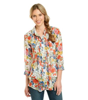 Fever™ Floral Print Pleated Blouse With Cami