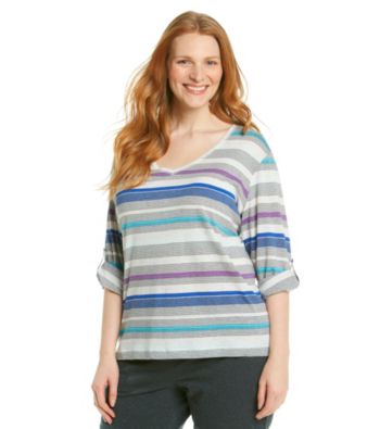 Calvin Klein Performance Plus Size Stripe V-Neck Tee