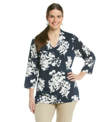 Rafaella® Plus Size Printed Tunic Floral Color Block