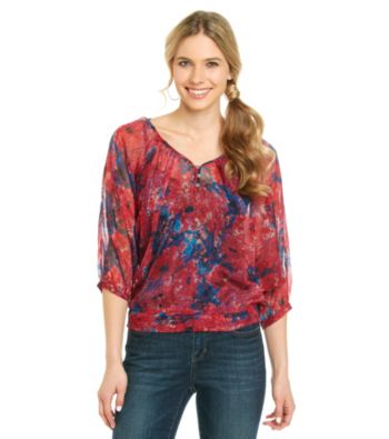 Nine West Vintage America Collection® Petites' Natalya Printed Peasant Blouse