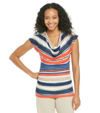 Rafaella® Petites' Printed Sheer Stripe Top