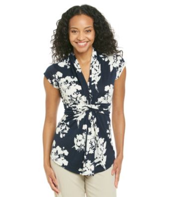 Rafaella® Petites' Navy Floral Color Block Top