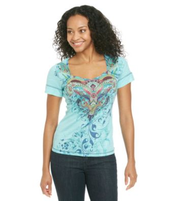 Oneworld® Petites' Promo Knit Tee With Metallic Stripe