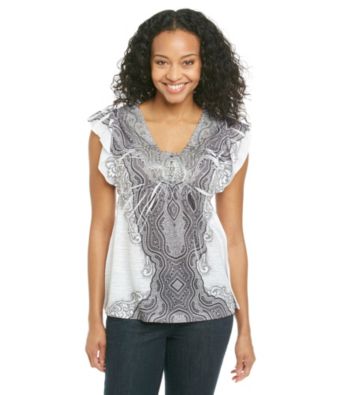 Oneworld® Petites' Flutter Sleeve Henley