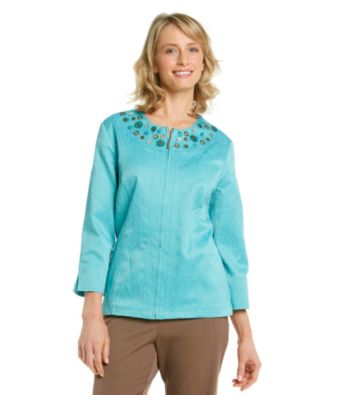 Alfred Dunner® Petites' Chelsea Market Embroidered Leaf Jacket
