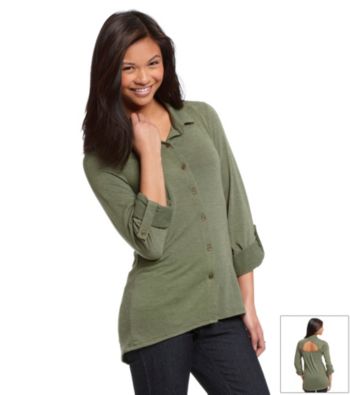 Belle du Jour® Juniors' Cutout Back Roll Sleeve Equipment Shirt