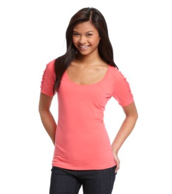Ultra Flirt® Juniors' Lace Sleeve Tee