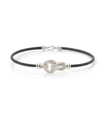 Cellini Stainless Steel Silver Plate Crystal Bracelet