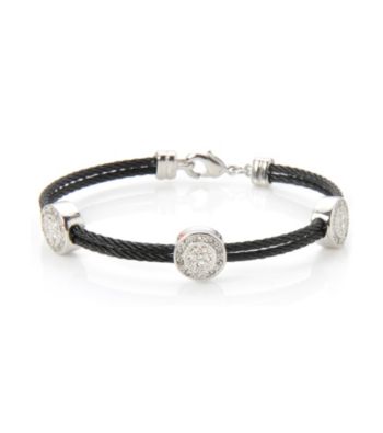 Cellini Stainless Steel Silver Plate Crystal Bracelet