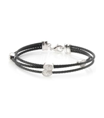 Cellini Stainless Steel Silver Plate Crystal Bracelet