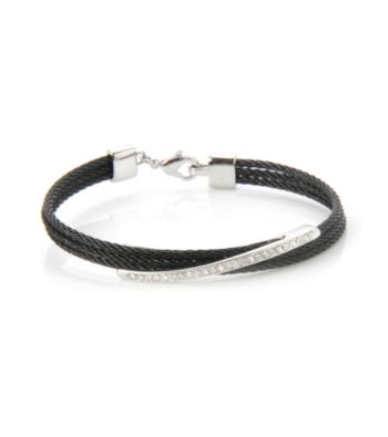 Cellini Stainless Steel Silver Plate Crystal Bracelet