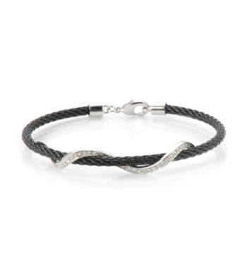 Cellini Stainless Steel Silver Plate Crystal Bracelet