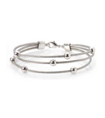 Cellini Stainless Steel Silver Plate Crystal Bracelet