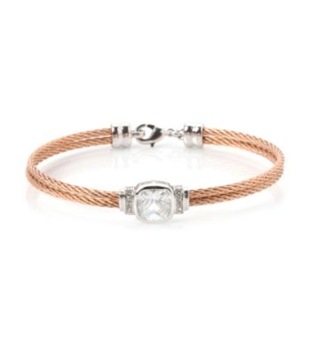 Cellini Stainless Steel Silver Plate Crystal Bracelet