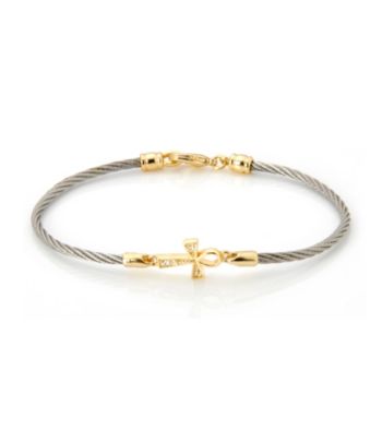 Cellini Stainless Steel Gold Plate Swarovski® Crystal Bracelet