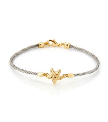Cellini Stainless Steel Gold Plate Swarovski® Crystal Starfish Hook Bracelet