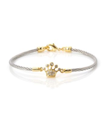 Cellini Stainless Steel Gold Plate Swarovski® Crystal Bracelet