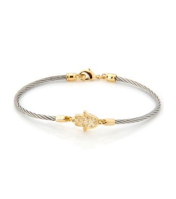 Cellini Stainless Steel Gold Plate Swarovski® Crystal Hand Hook Bracelet