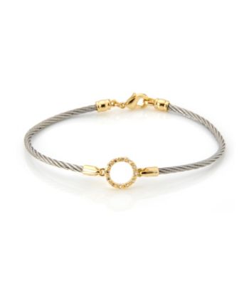 Cellini Stainless Steel Gold Plate Swarovski® Crystal Circle Hook Bracelet