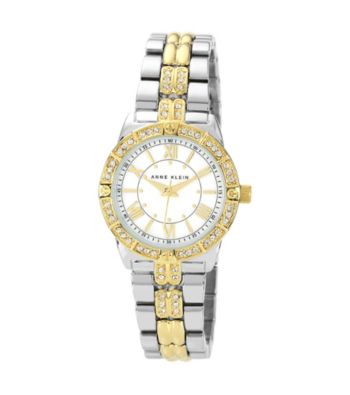 Anne Klein® Women's Two Tone Crystal Bezel Bracelet Watch