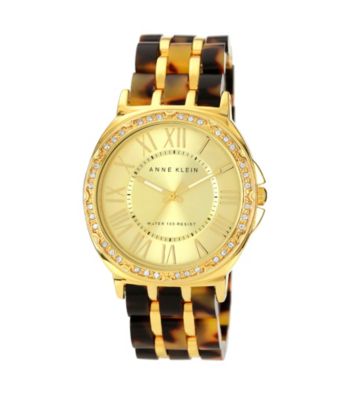 Anne Klein® Women's Goldtone Tortoise Plastic Bracelet Watch
