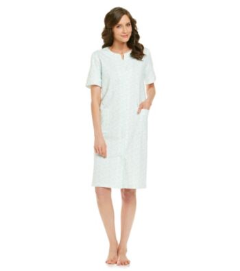Miss Elaine® Short Snap Robe - Blue Floral