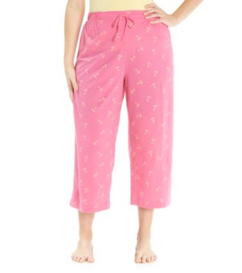 Jockey® Bright Pink Plus Size Knit Capris - Anchor Toss