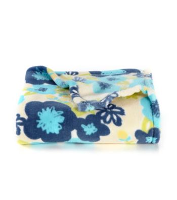 LivingQuarters Micro Cozy Blue Floral Throw