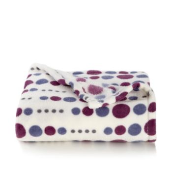 LivingQuarters Micro Cozy Purple Dot Throw