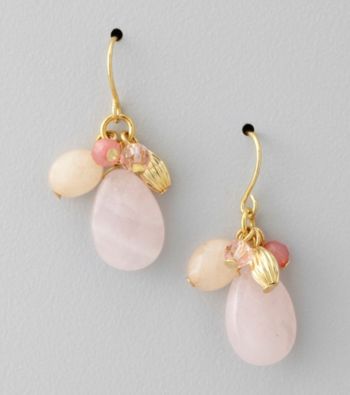 Lauren Ralph Lauren Rose Quartz/Goldtone Cluster Earrings