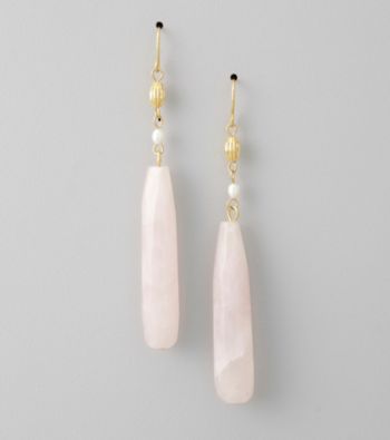Lauren Ralph Lauren Rose Quartz/Goldtone Linear Earrings