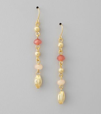 Lauren Ralph Lauren Rose Quartz/Goldtone Multi Bead Linear Earrings