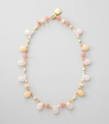 Lauren Ralph Lauren Rose Quartz/Goldtone Multi Bead Necklace