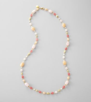Lauren Ralph Lauren Rose Quartz/Goldtone Multi Bead Illusion Necklace