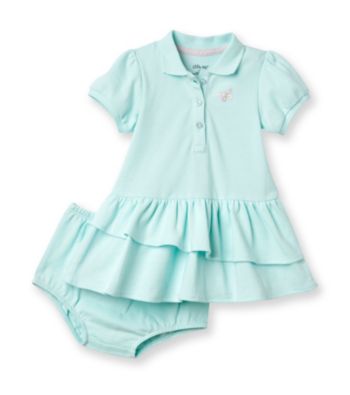 Little Me® Baby Girls' Aqua Short Sleeve Butterfly Polo Dress