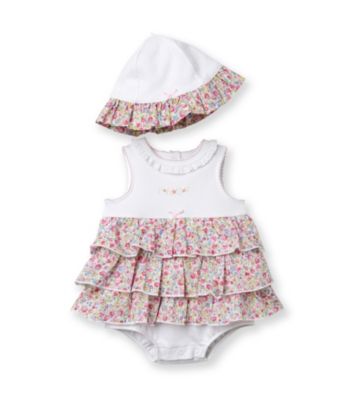 Little Me® Baby Girls' White Blossom Popover and Hat