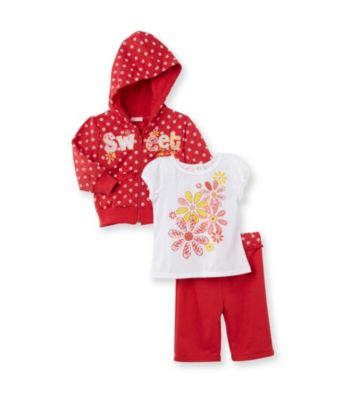 Nannette® Baby Girls' Red Sweet Hoodie and Capri Set