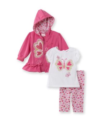 Nannette® Baby Girls' Pink Butterfly Hoodie and Capri Set