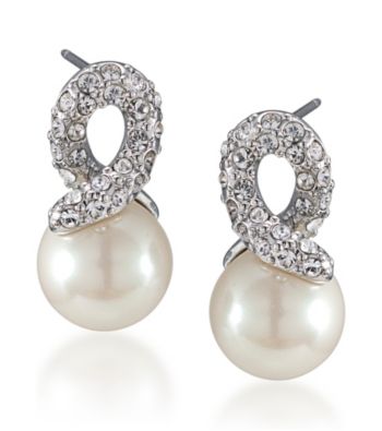 Carolee® Crystal Knot Pearl Earrings