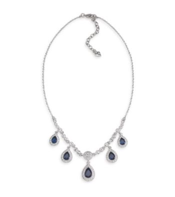 Carolee® Simply Blue & Silvertone Crystal Teardrop Necklace