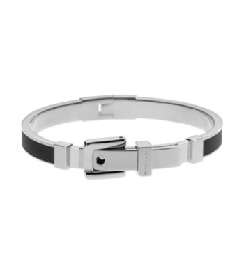 Michael Kors® Black/Silvertone Enamel Buckle Bangle