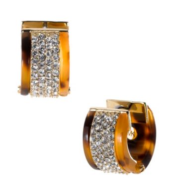 Michael Kors® Tortoise Huggie Earrings with Pave Crystals