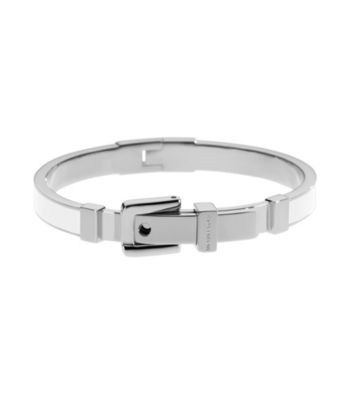 Michael Kors® Ecru/Silvertone Enamel Buckle Bangle
