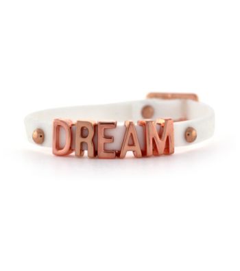 BCBGeneration™ White and Rosegold Dream Rubber Mini Affirmation Bracelet