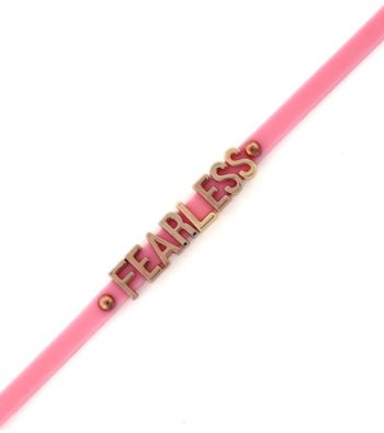 BCBGeneration™ Pink and Rosegold Fearless Rubber Mini Affirmation Bracelet
