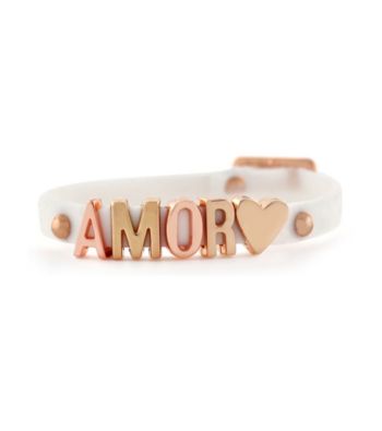 BCBGeneration™ White and Rosegold Amor Rubber Mini Affirmation Bracelet