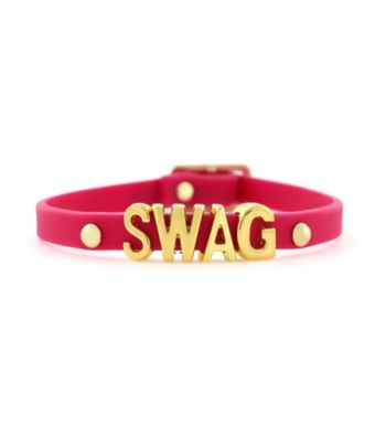 BCBGeneration™ Fuschia and Gold Swag Rubber Mini Affirmation Braclet
