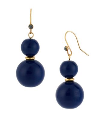 Kenneth Cole® Goldtone & Blue Round Bead Double Drop Earrings