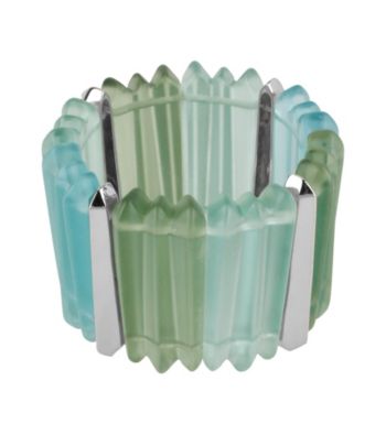 Kenneth Cole® Silvertone & Blue/Green Geometric Long Bead Stretch Bracelet