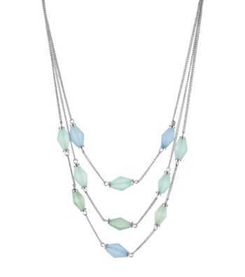 Kenneth Cole® Silvertone & Blue/Green Faceted Bead Illusion Necklace